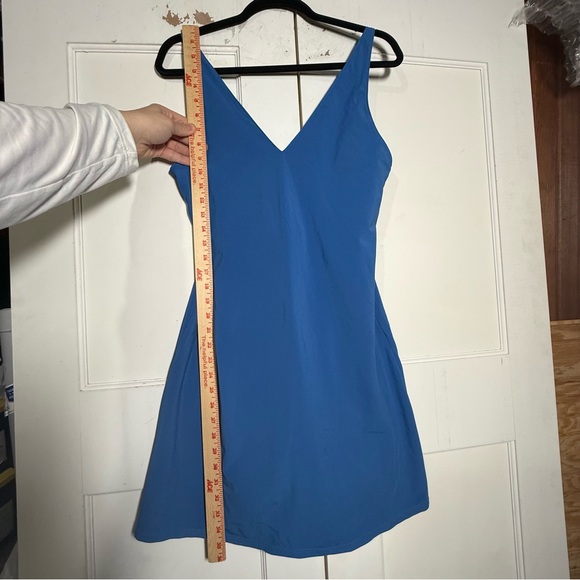 Abercrombie Wide Strap Traveler Mini Dress V-Neck Blue Size Medium TALL NWT - Picture 4 of 11